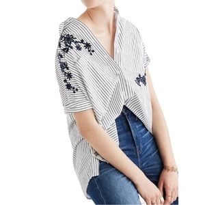 Madewell Embroidered Courier Side-Button Shirt